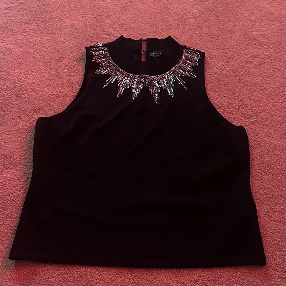 Ted Baker London Black Tank Top with Silver Embellishments - Picture 1 of 4